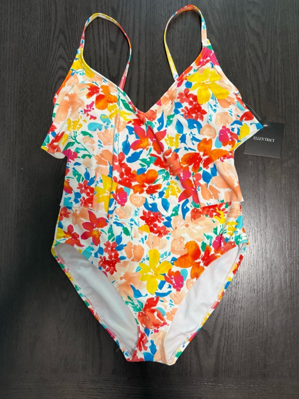 Ellen Tracy Ruffled one piece‎ Swimsuit Size 8
